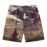 Denali Mountain Print Men's Swim Trunks