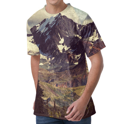 Denali Mountain Print Men's Velvet T-Shirt