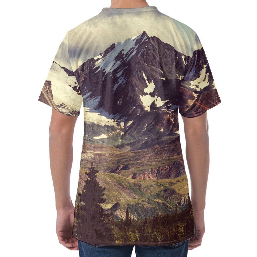 Denali Mountain Print Men's Velvet T-Shirt