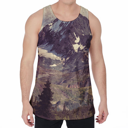 Denali Mountain Print Men's Velvet Tank Top