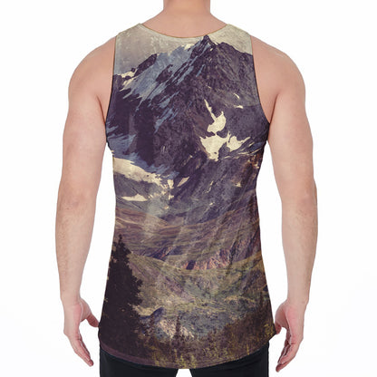 Denali Mountain Print Men's Velvet Tank Top