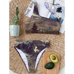 Denali Mountain Print One Shoulder Bikini Top
