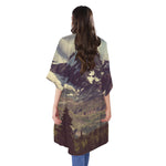 Denali Mountain Print Open Front Beach Cover Up