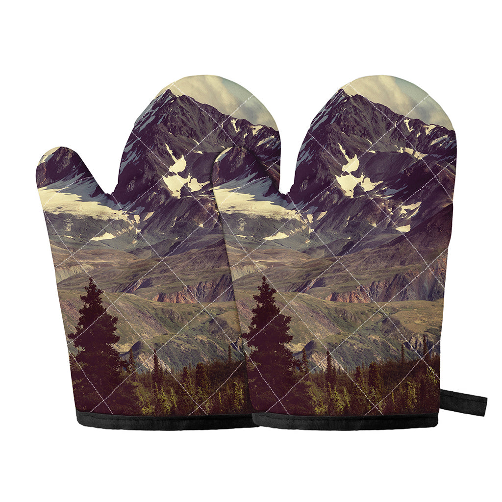 Denali Mountain Print Oven Mitts