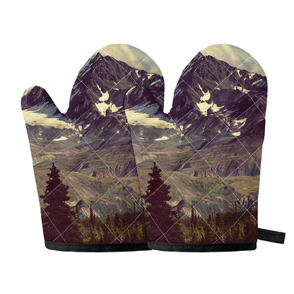 Denali Mountain Print Oven Mitts