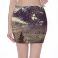Denali Mountain Print Pencil Mini Skirt