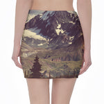 Denali Mountain Print Pencil Mini Skirt