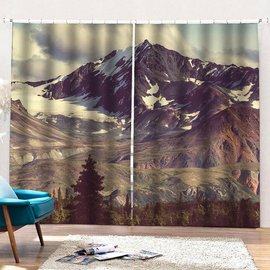 Denali Mountain Print Pencil Pleat Curtains