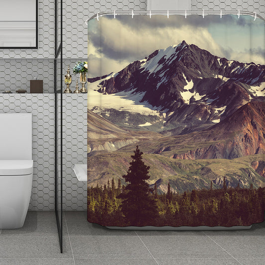 Denali Mountain Print Polyester Shower Curtain