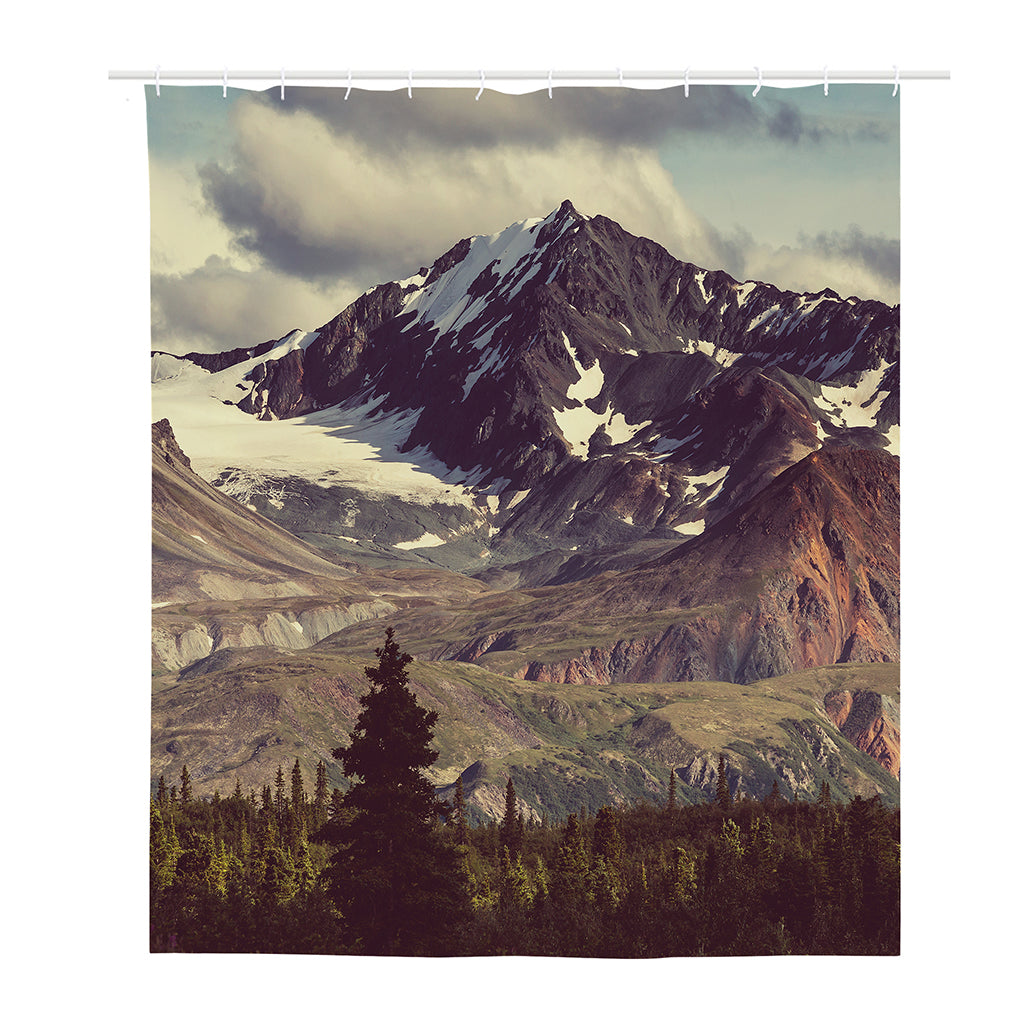 Denali Mountain Print Polyester Shower Curtain