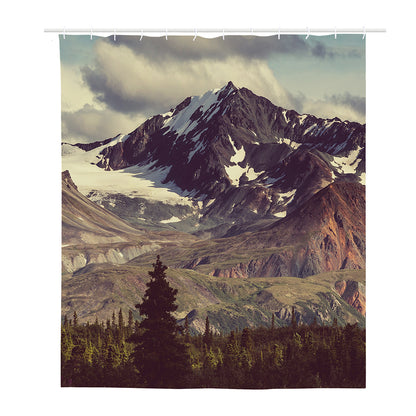 Denali Mountain Print Polyester Shower Curtain
