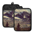 Denali Mountain Print Pot Holders With Pocket