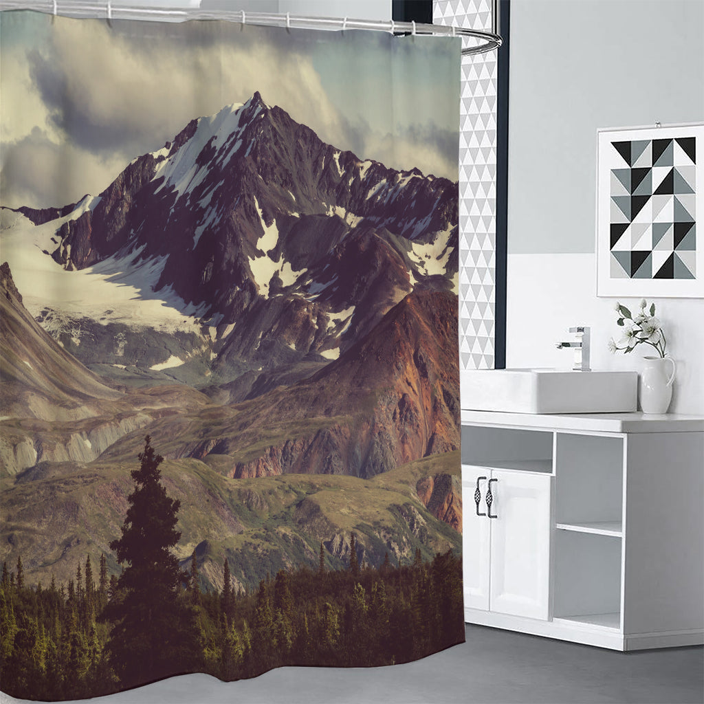 Denali Mountain Print Premium Shower Curtain