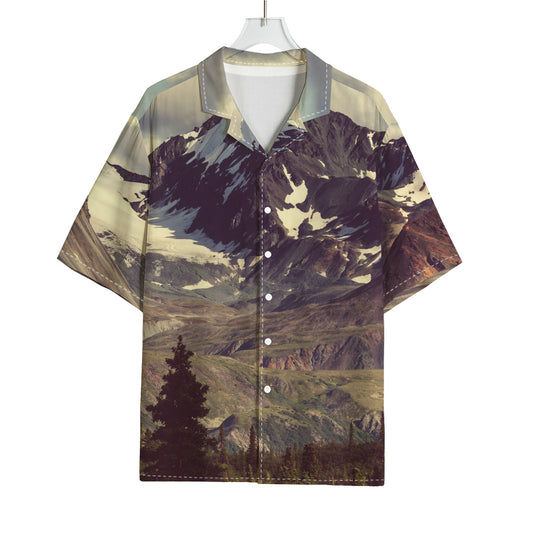 Denali Mountain Print Rayon Hawaiian Shirt