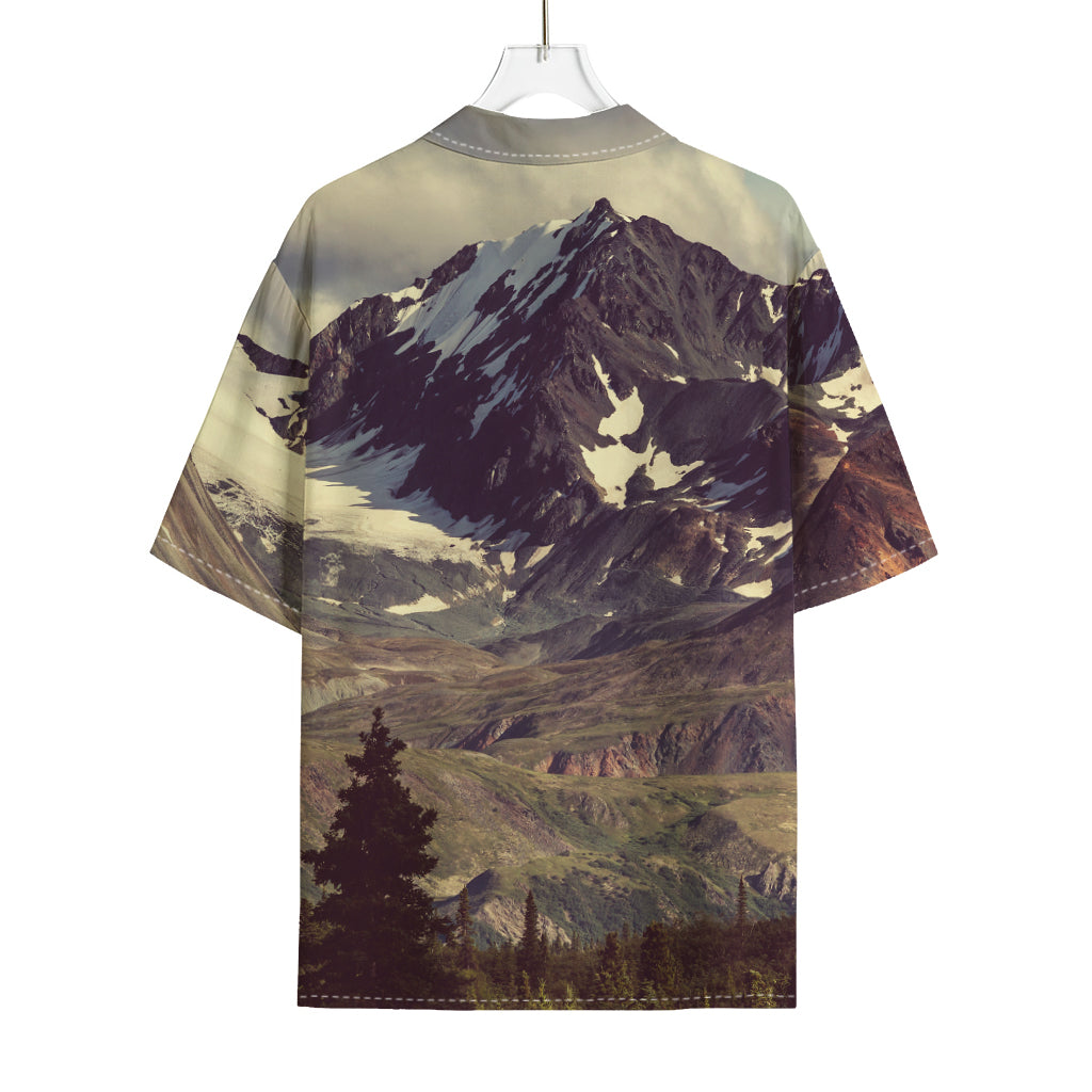 Denali Mountain Print Rayon Hawaiian Shirt