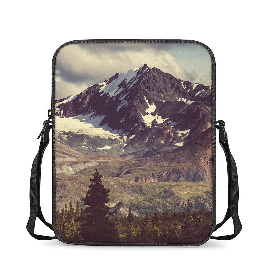 Denali Mountain Print Rectangular Crossbody Bag