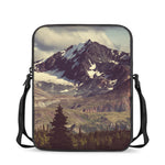 Denali Mountain Print Rectangular Crossbody Bag