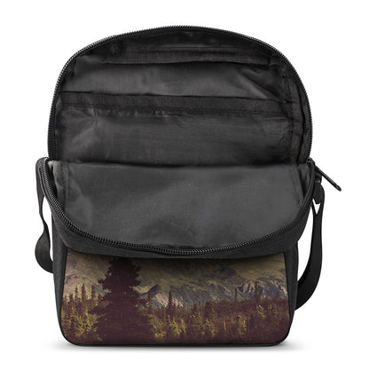 Denali Mountain Print Rectangular Crossbody Bag