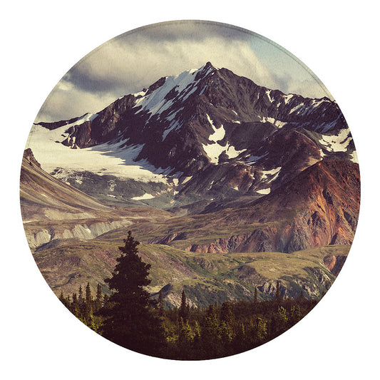 Denali Mountain Print Round Blanket