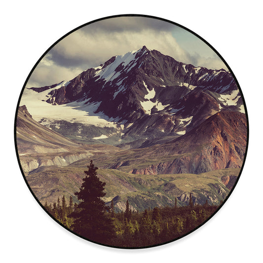 Denali Mountain Print Round Floor Mat