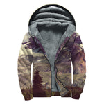 Denali Mountain Print Sherpa Lined Zip Up Hoodie
