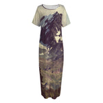 Denali Mountain Print Short Sleeve Long Nightdress