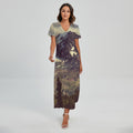 Denali Mountain Print Short Sleeve Maxi Dress