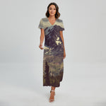 Denali Mountain Print Short Sleeve Maxi Dress