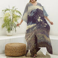 Denali Mountain Print Silk V-Neck Kaftan Dress