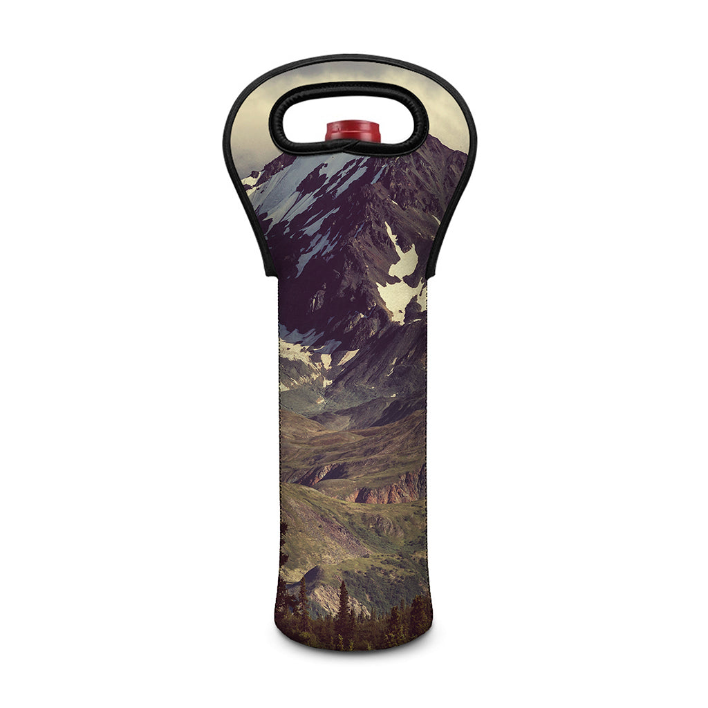Denali Mountain Print Single Neoprene Wine Tote