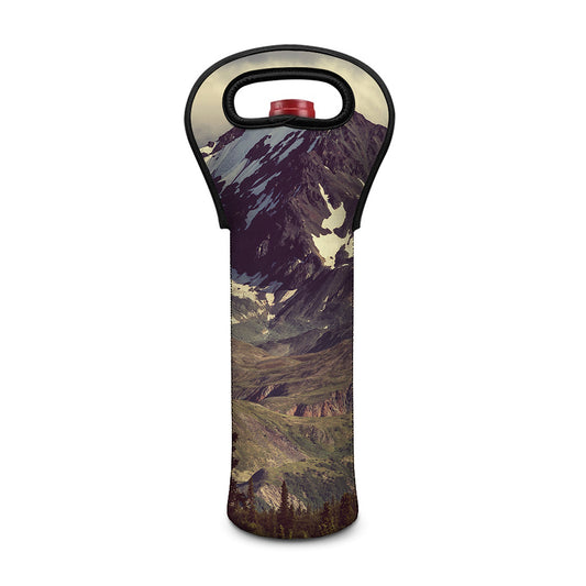 Denali Mountain Print Single Neoprene Wine Tote