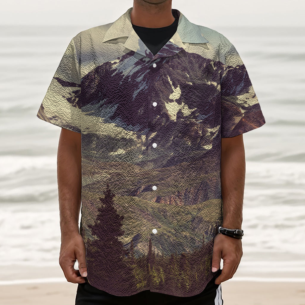 Denali Mountain Print Textured Short Sleeve Shirt
