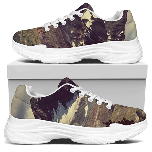 Denali Mountain Print White Chunky Shoes