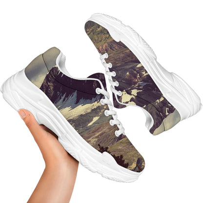 Denali Mountain Print White Chunky Shoes