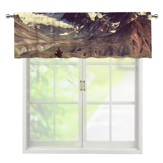 Denali Mountain Print Window Valance