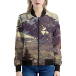 Denali Mountain Print Women's Bomber Jacket