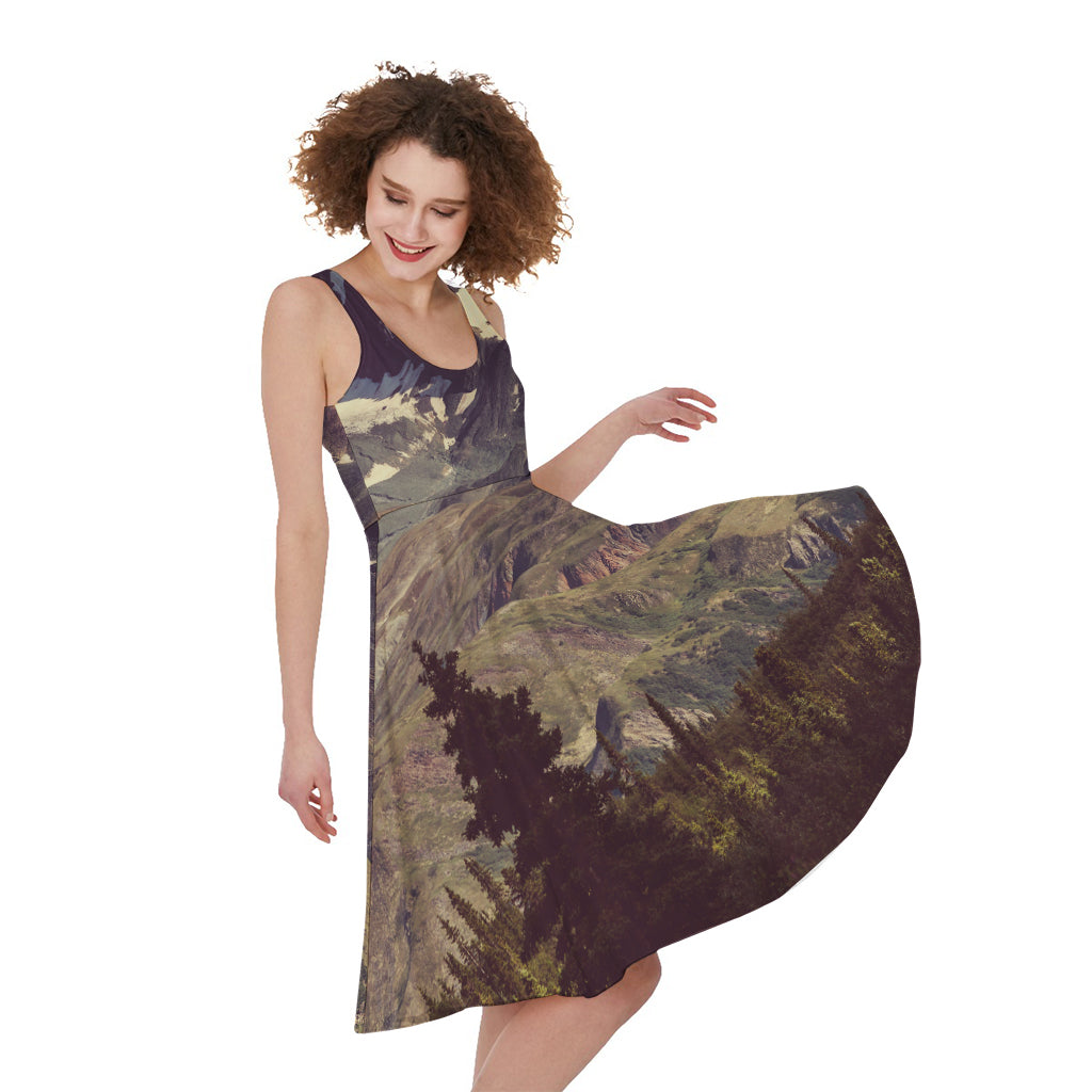 Denali Mountain Print Women's Sleeveless Dress