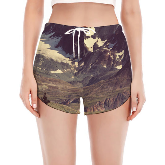 Denali Mountain Print Women's Split Running Shorts