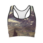 Denali Mountain Print Women's Sports Bra