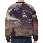 Denali Mountain Print Zip Sleeve Bomber Jacket