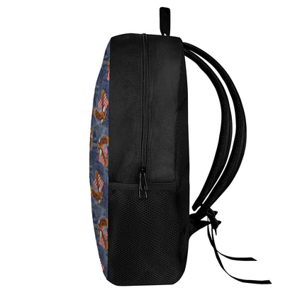 Denim American Eagle Pattern Print 17 Inch Backpack