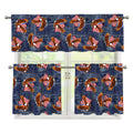Denim American Eagle Pattern Print 3 Piece Kitchen Curtains