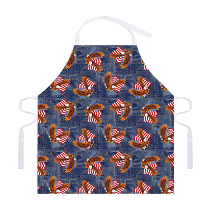 Denim American Eagle Pattern Print Adjustable Apron