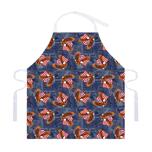 Denim American Eagle Pattern Print Adjustable Apron