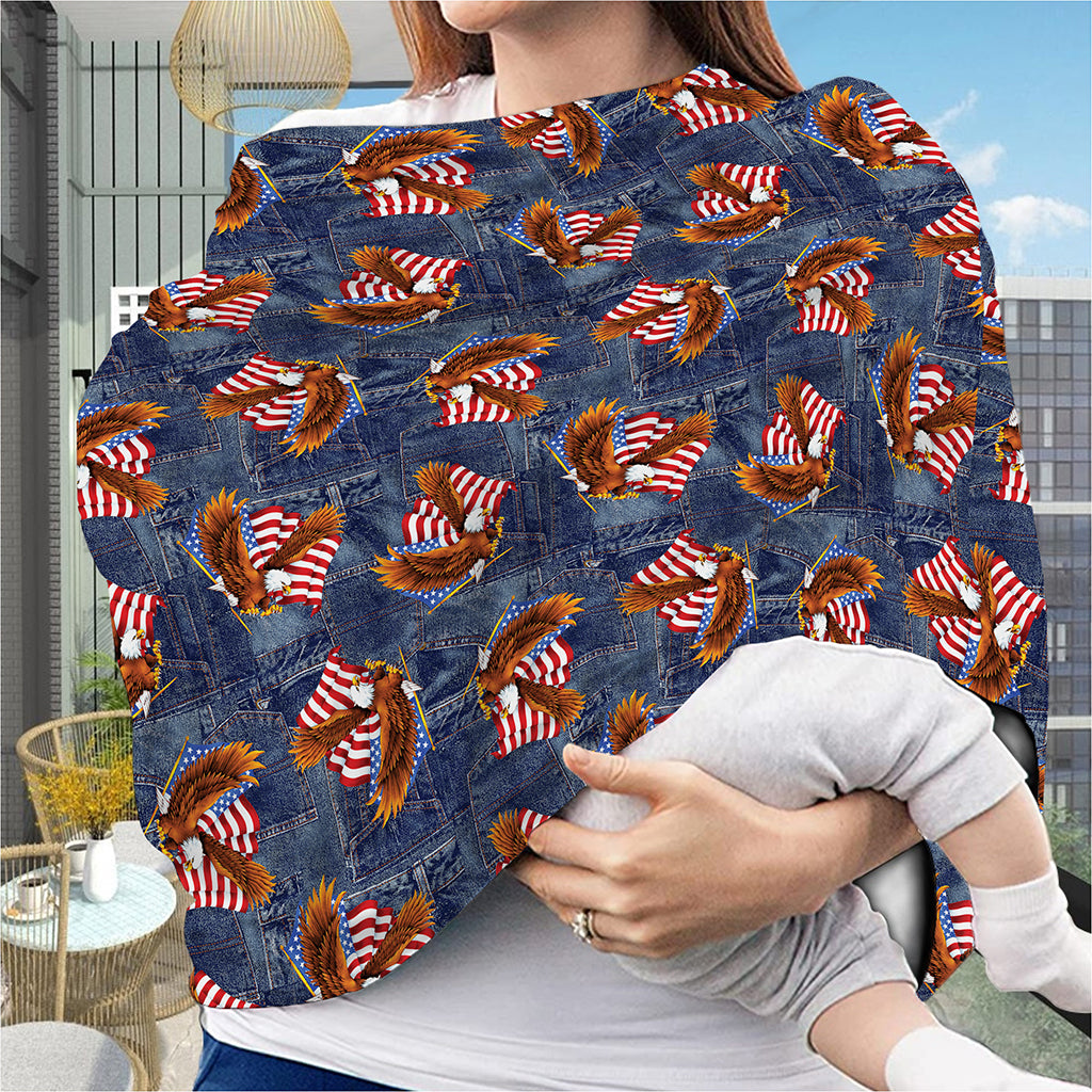 Denim American Eagle Pattern Print Baby Seat Cover