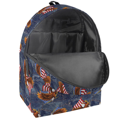 Denim American Eagle Pattern Print Backpack