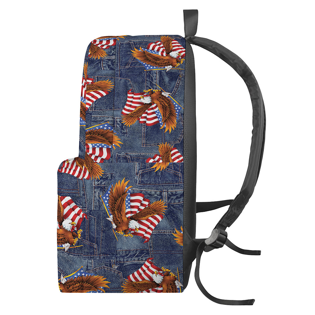 Denim American Eagle Pattern Print Backpack