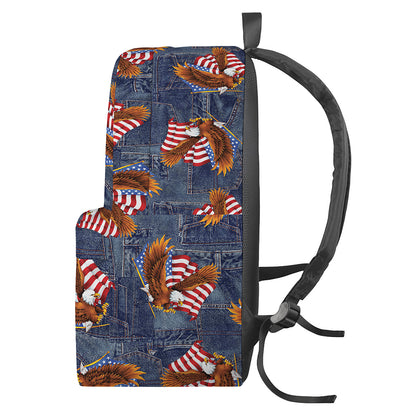 Denim American Eagle Pattern Print Backpack