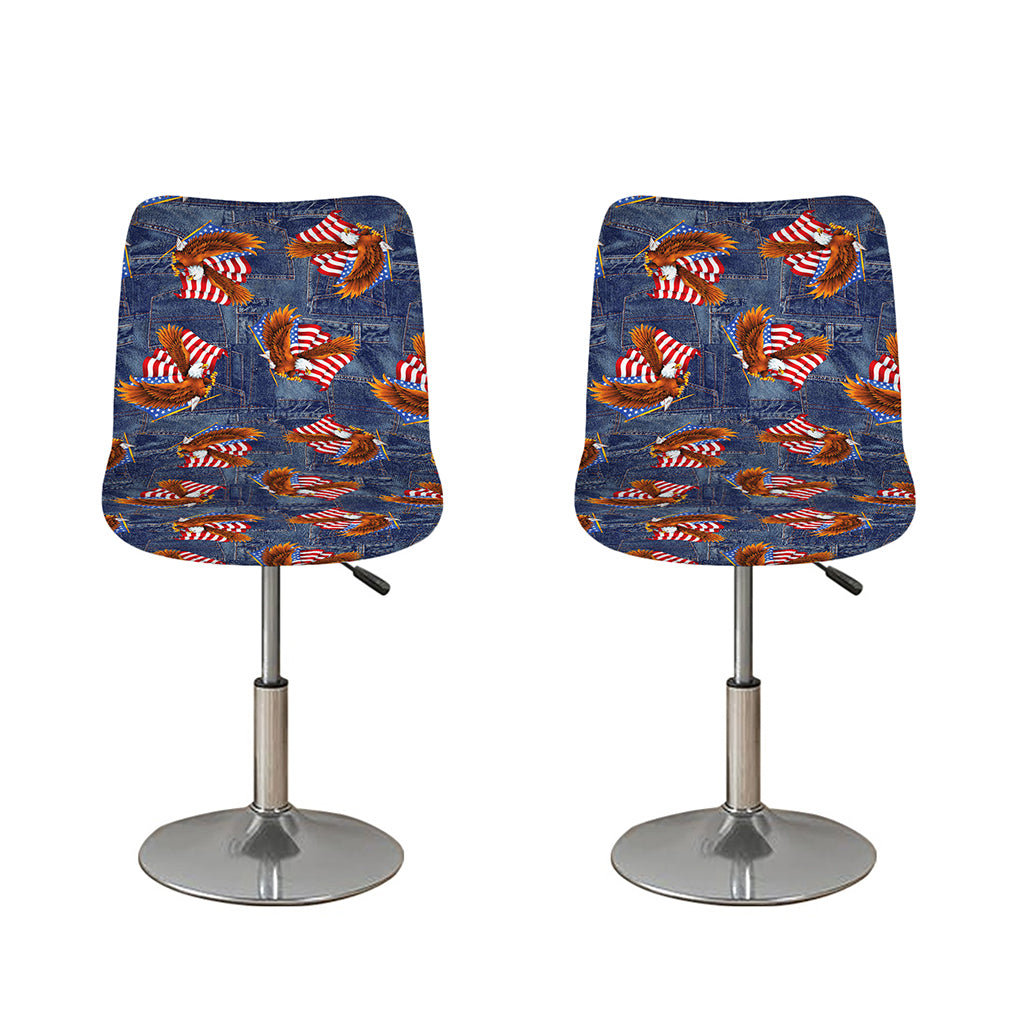 Denim American Eagle Pattern Print Bar Stool Covers