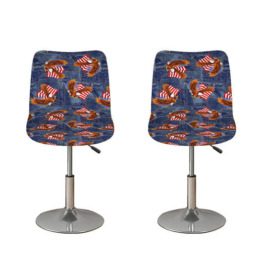 Denim American Eagle Pattern Print Bar Stool Covers